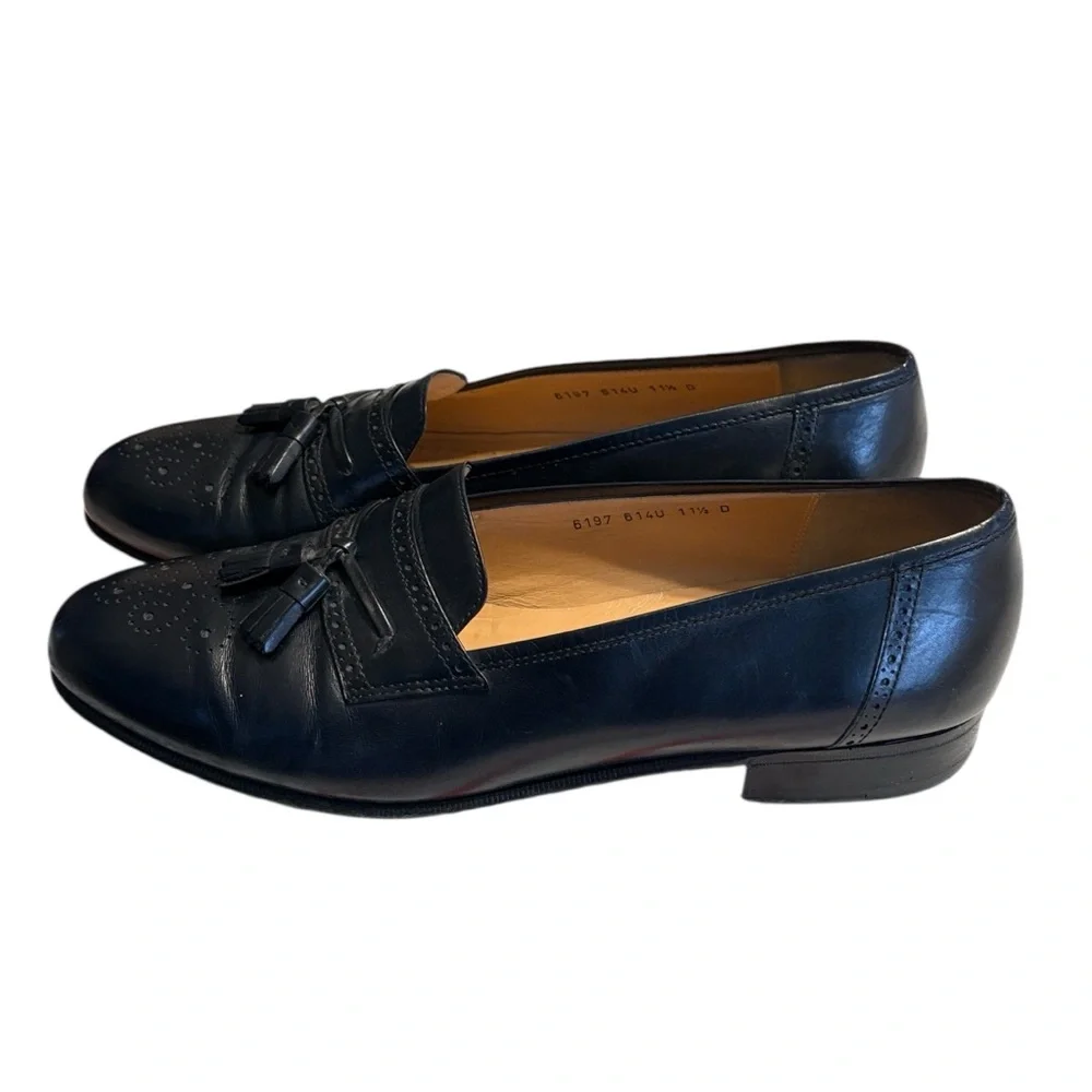 Salvatore Ferragamo Tassel Loafers Size 11.5D Black Leather
